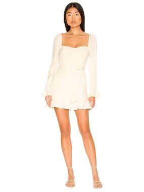 MORE TO COME Khloe Ruffle Sleeve Mini Dress in Ivory Medium Womens